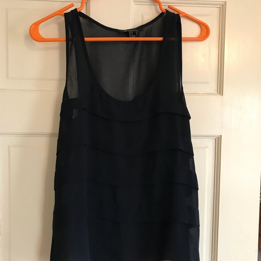 Navy ruffled tank top from forever 21